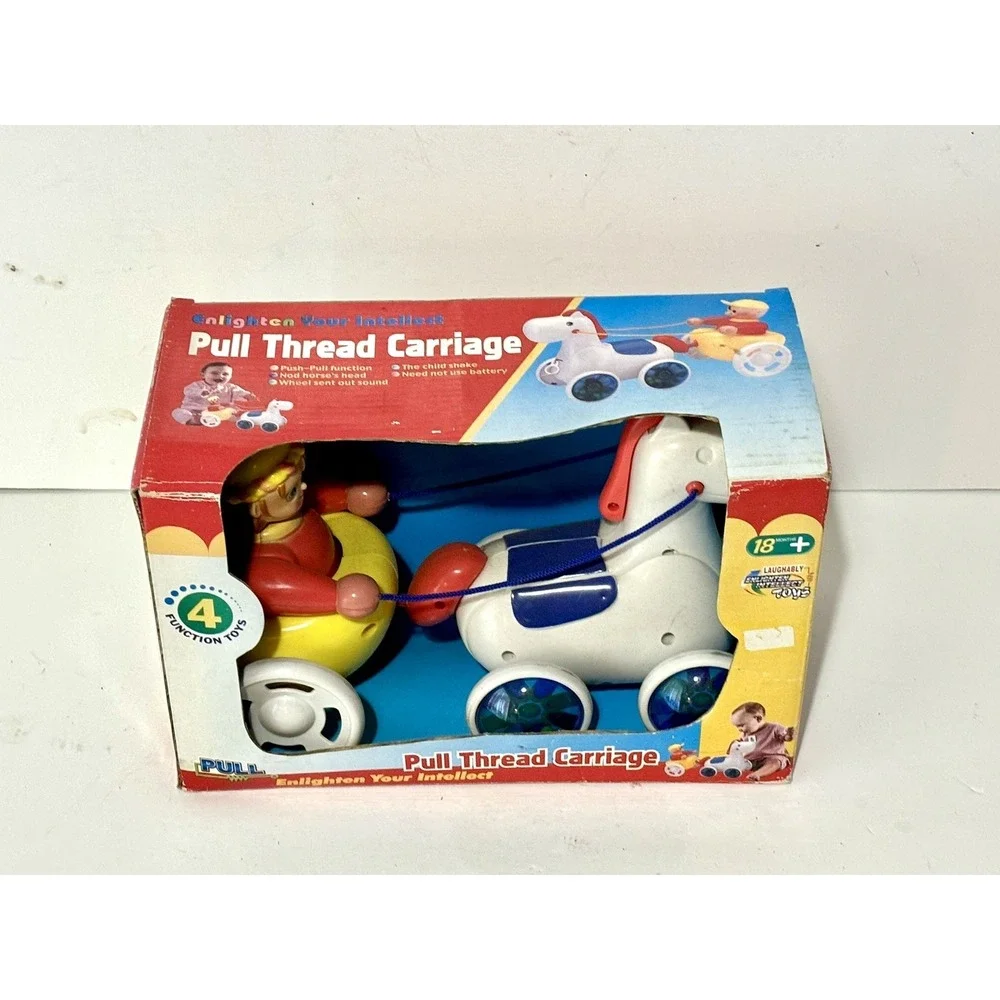 Vintage Pull Along Pony and Carriage Child's Play toy